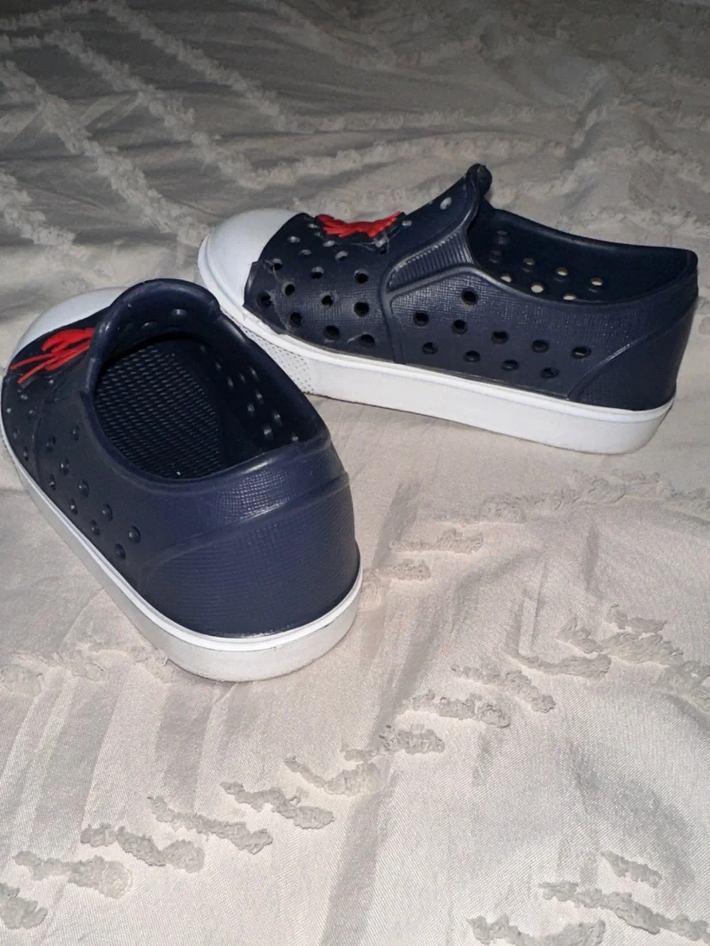 The Children's Place Navy Slip-On Sneakers with Red Lobster Accents
